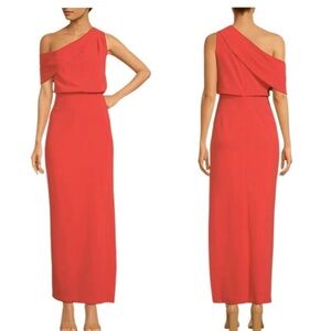 Badgley Mischka One-Shoulder Red Dress